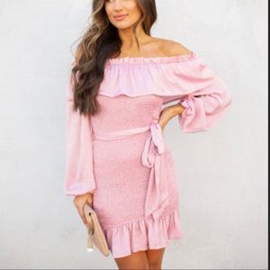 NWT VICI Satin Smocked Off The Shoulder Dress - Small